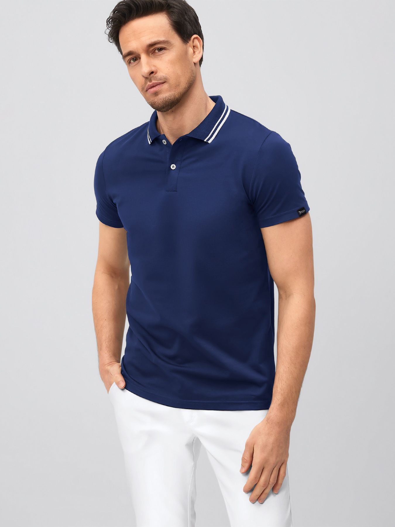Unisex-Poloshirt, Single Jersey - Strickkragen