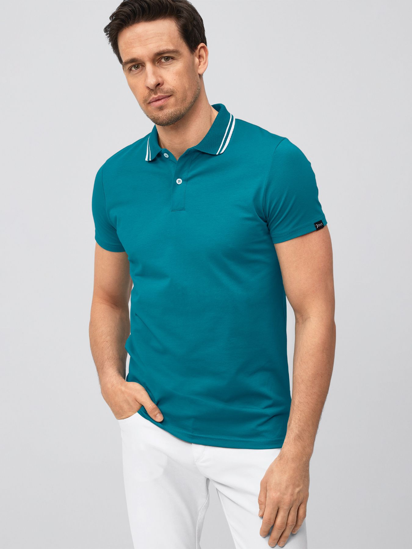 Unisex-Poloshirt, Single Jersey - Strickkragen