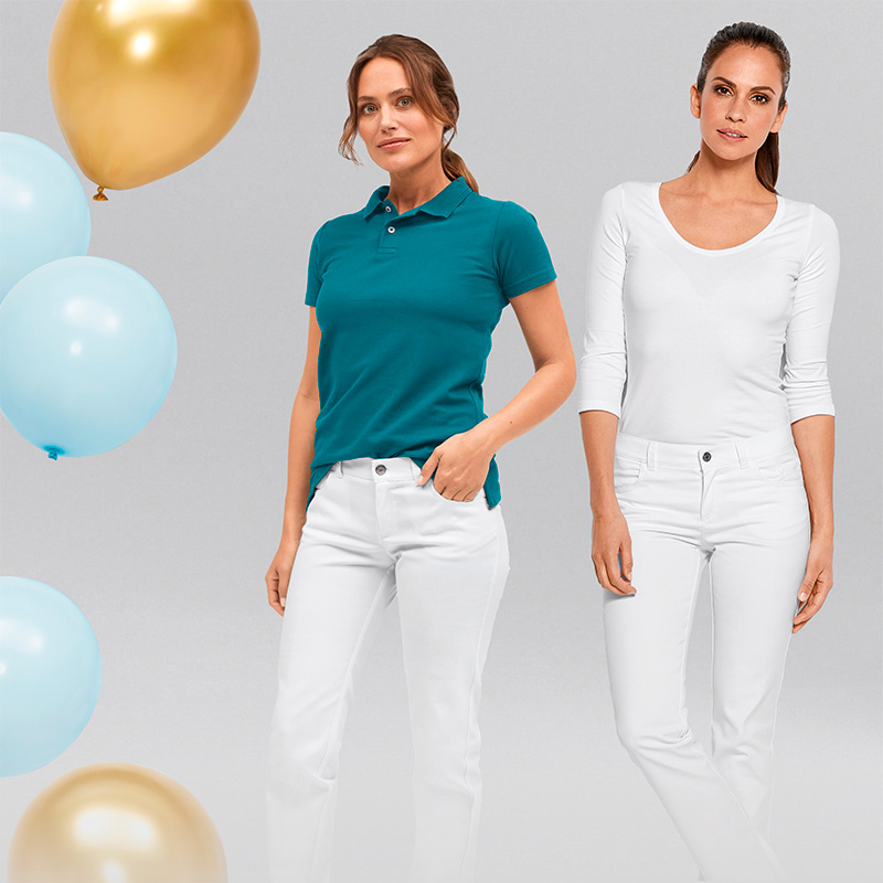 weiße Jeans mit Luftballons